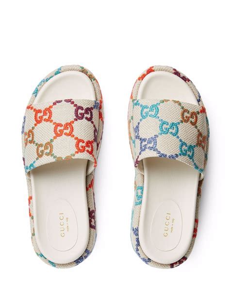 multi color gucci platform slides|platform gucci slides women.